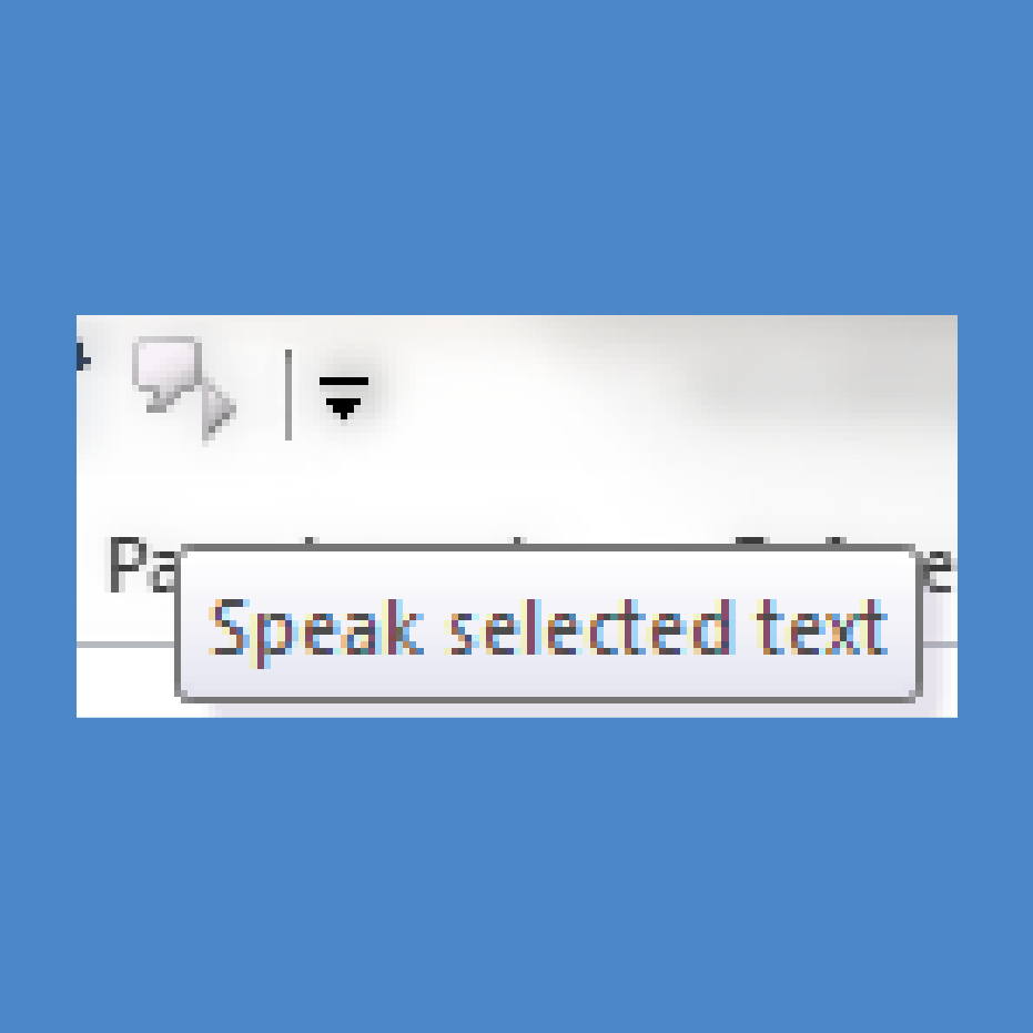 = A screen capture of the Speak selected text tool in Microsoft Word
