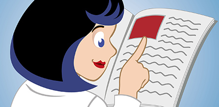 Image of a woman reading slowly using her finger to track the words she is reading
